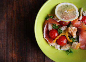 Fresh fish salad with vegetables