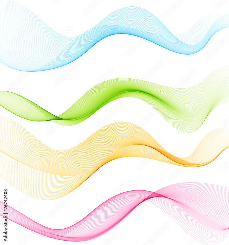 Poster set of abstract smoke curved lines