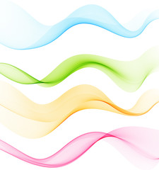 Set of Abstract smoke  curved lines