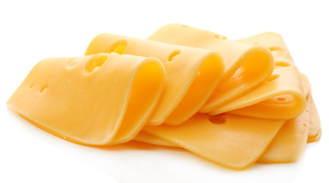 Sliced Cheese Isolated On White Background