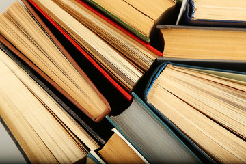 Naklejka premium Pile of books, macro view