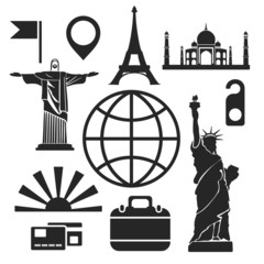 Travel web and mobile icons. Vector.