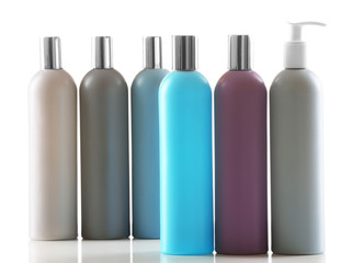 Cosmetic bottles isolated on white background