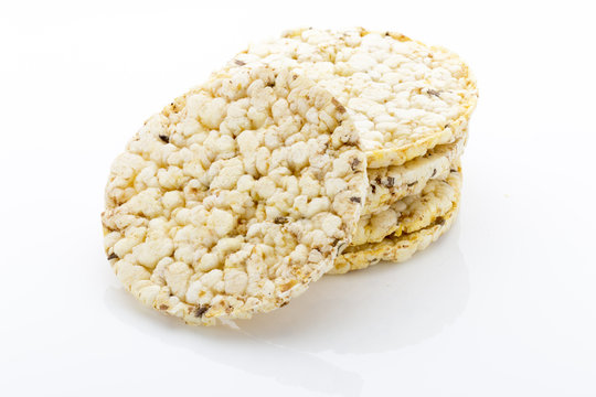 Corn crackers on the isolated white background.