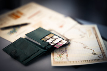 leather wallet with credit and discount cards