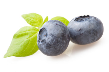 Fresh Blueberry close up on the white