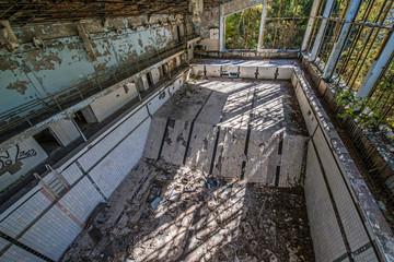 Lazurny (eng. Azure) swimming pool in Pripyat, Chernobyl Zone