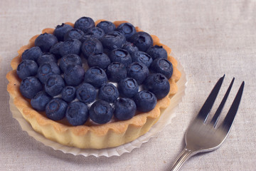 Tartlet with fresh blueberries