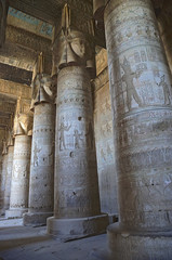 Interior of ancient egypt temple in Dendera