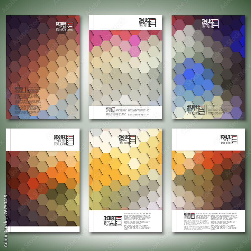 Poster geometric backgrounds, abstract hexagonal patterns. brochure