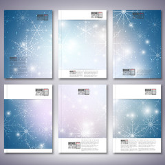 Fototapeta na wymiar Abstract winter design background with snowflakes. Brochure