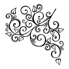 Beautiful Decorative Branch with Flowers (Vector), Patterned des