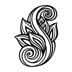 Original Decorative Leaf with Ornament (Vector), Patterned desig