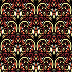 Seamless Ornate Pattern (Vector). Hand Drawn Vintage Texture