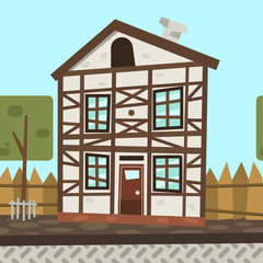 Vector cartoon flat Germany house.