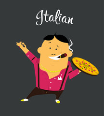 Italian man cartoon character, citizen of the Italy with cigar