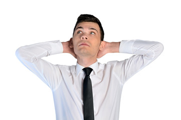 Business man looking up