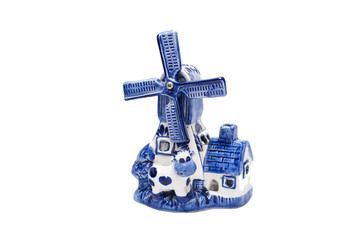 Vintage Blue Delft Porcelain Windmill