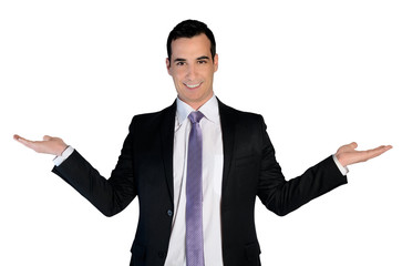 Business man presenting something