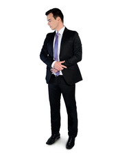 Business man looking down