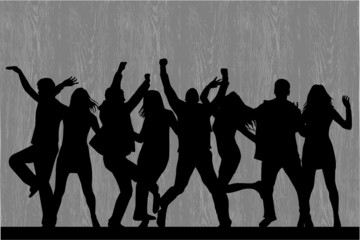 Dancing people silhouettes