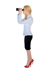 Business woman with binoculars