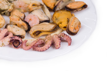 Mixed seafood plate.