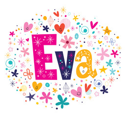Eva female name decorative lettering type design