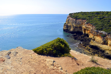 Fototapeta na wymiar Spectacular cliffs in Senhora Da Rocha in Portugal