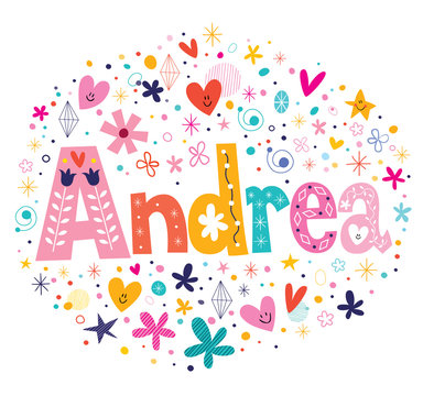 Andrea female name decorative lettering type design