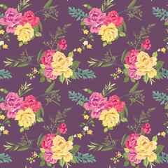 Flower Background - Seamless Floral Shabby Chic Pattern