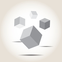 Fototapeta premium Tło z spadającymi sześcianami na szarym tle