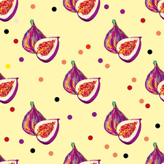 Seamless elegant pattern with tasty fig