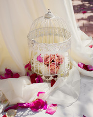 cage with flowers