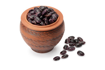 Grain beans in ceramic pot