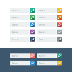 Set of search flat design icons in colorful bars for graphic