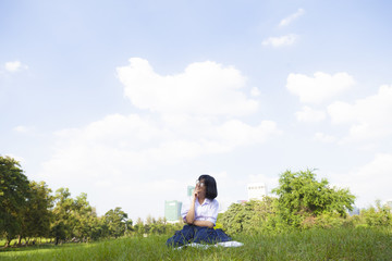 Girl sitting and smiling