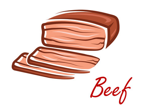 Cartoon roast beef in retro style