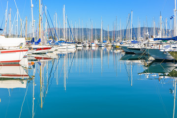 Harbuor with yachts and sailboats