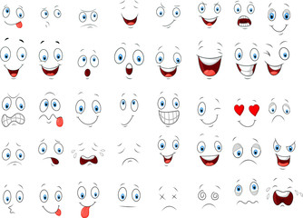 Fototapeta premium Cartoon of various face expressions