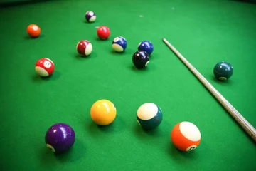 Foto op Plexiglas Snooker ball on snooker table, Snooker or Pool game © currahee_shutter