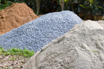 Stone, sand and mounds for construction - 76764685