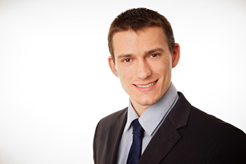 Portrait of young businessman, left you can write some text