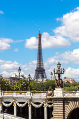 Fototapeta na wymiar Eiffel Tower and bridge Alexandre III