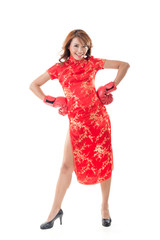 Chinese woman dress traditional cheongsam