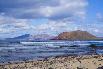 View of Lobos from Corralejo beach