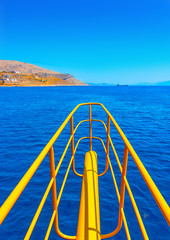 sea view when sailing between dodecanese islands in Greece