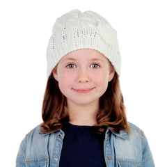 Smiling pretty girl with wool cap