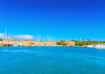 the main old port of Kos island in Greece