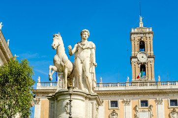 Obraz premium Equestrian statue of Castor on Capitol. Rome. Italy